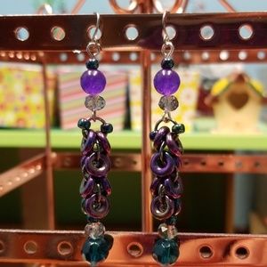 Sterling Silver French Pierced  Purple Earrings